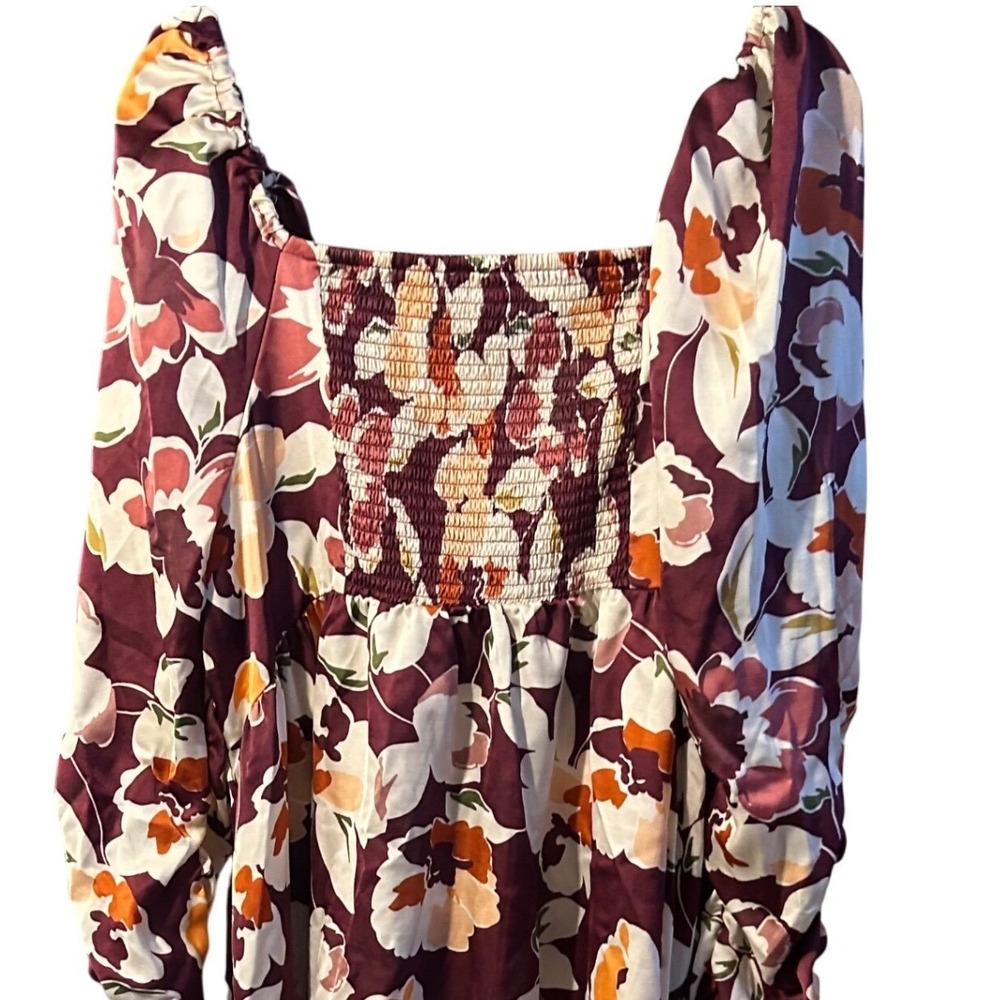 Elegance Eloquii Elements Floral Print Puff Sleeve Smocked Dress Plus Size 20 - Picture 5 of 7